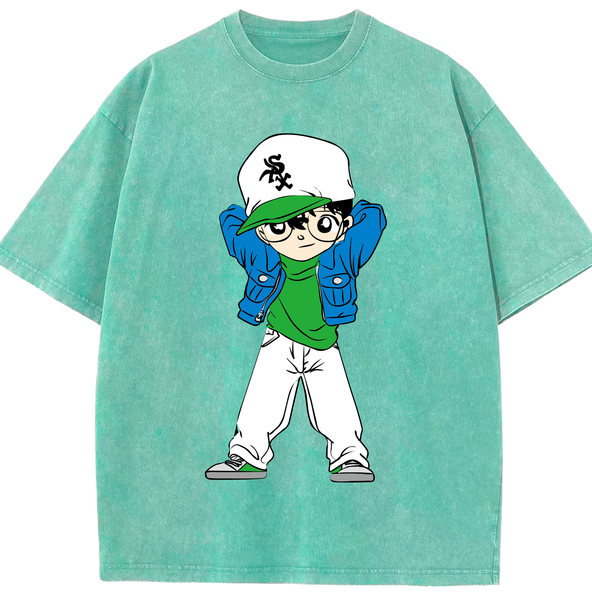 （画像用） 名探偵コナン 江戸川 コナン Detective Conan Conan Edogawa 綿100% ヴィンテージ風 半袖Tシャツ（フロントプリント）